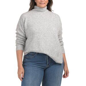 VERO MODA Light Grey Melange Plus Wind Turtleneck Sweater